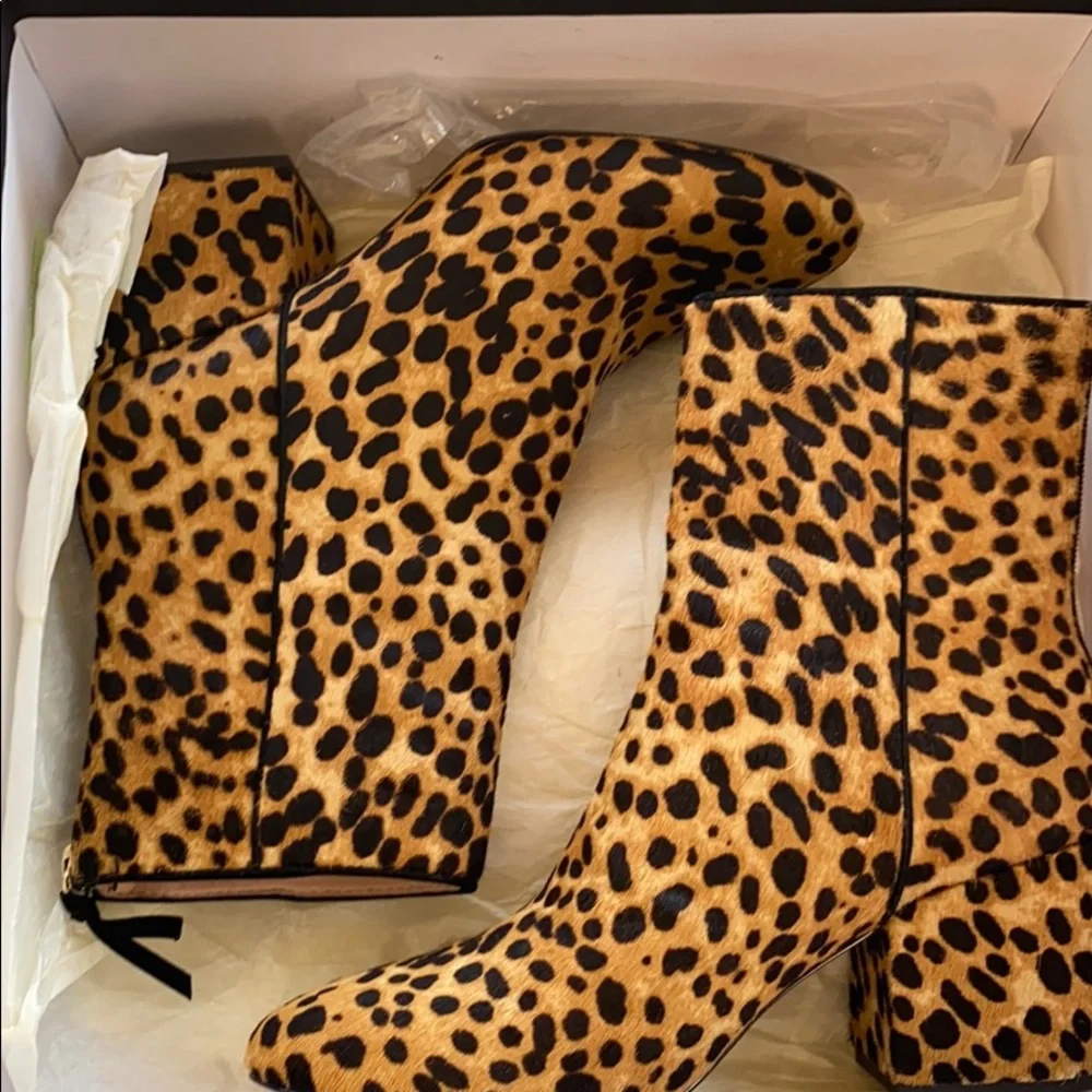 J Crew Sadie ankle boots leopard‎ calf hair